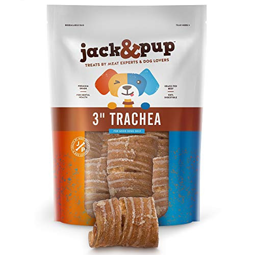 Jack and Pup Trachea Dog Chew - 3-inch Premium Grade Beef Trachea Treats for Dogs -1lb- 3" Long Natural Single Ingredient Dog Treat for dogs - Naturally Rich in Glucosamine and Chondroitin 100 percent Beef Chews