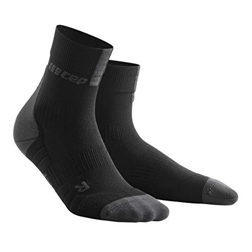 Mens Crew Cut Compression Socks - CEP Short Socks 3.0 Black-Dark Grey III