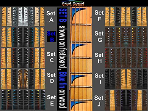 Block with shark fin decals 88 pc Choose from 10 sets - Guitar neck fret markers fingerboard finger board inlay overlay For- Jackson Dean Hamer ESP Ibanez Gibson Fender -Set B-