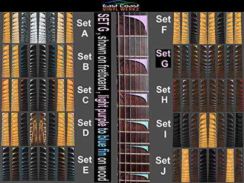 Block with shark fin decals 88 pc Choose from 10 sets - Guitar neck fret markers fingerboard finger board inlay overlay For- Jackson Dean Hamer ESP Ibanez Gibson Fender -Set G-