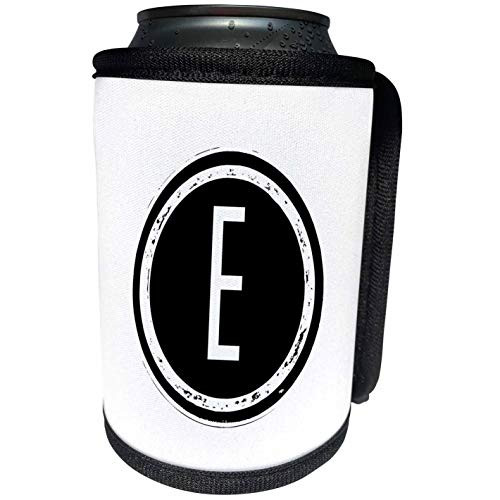 3dRose Xander monograms - The letter E monogram Black letter E on white background - Can Cooler Bottle Wrap -cc-244979-1-