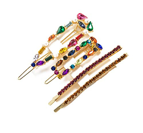 4PCS Rhinestone Alloy Hair Barrettes Hair Clip Colorful Crystal Bobby Pins Side Clip Hairpin Hair Accessories for Women Lady -B- 4PCS Rhinestone Alloy Hair Barrettes Hair Clip Colorful Crystal Bobby Pins Side Clip Hairpin Hair Accessories for Women Lady -B-