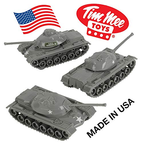 TimMee Toy Tanks for Plastic Army Men: Gray WW2 3pc - Made in USA