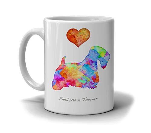 Sealyham Terrier Dog Breed Mug by Artist Dan Morris Personalize with Dog Name Two Sizes