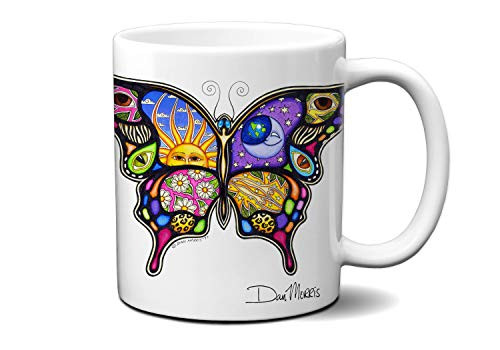 Night and Day Butterfly Celestial Mug by Dan Morris Signed by artist Two Sided Design 11 oz