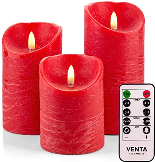 Venta Set of 3 Realistic Flameless Red LED Candles with Remote Control 4 5 6 Electric Wickless Pillar Battery Operated Candles with Flickering Flame Timer Venta Set of 3 Realistic Flameless Red LED Candles with Remote Control 4 5 6 Electric Wickless Pillar Battery Operated Candles with Flickering Flame Timer