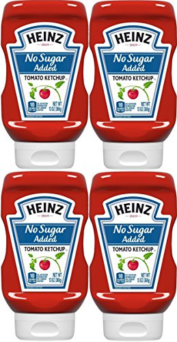 Heinz Ketchup No Sugar Added 13 Fl. Oz. Squeeze Bottle -Pack of 4-