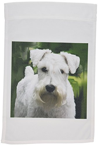 3dRose Dogs Schnauzer - White Schnauzer - 12 x 18 inch Garden Flag (fl_4275_1)