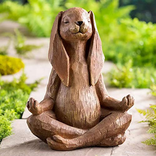 Tomsi Bunny Buddha Statue Meditating Yoga Bunny Statue Zen Animal Figurine for Home Office Tabletop Desktop Outdoor Garden Patio Yard Decorations Yoga Zen Decor -B-