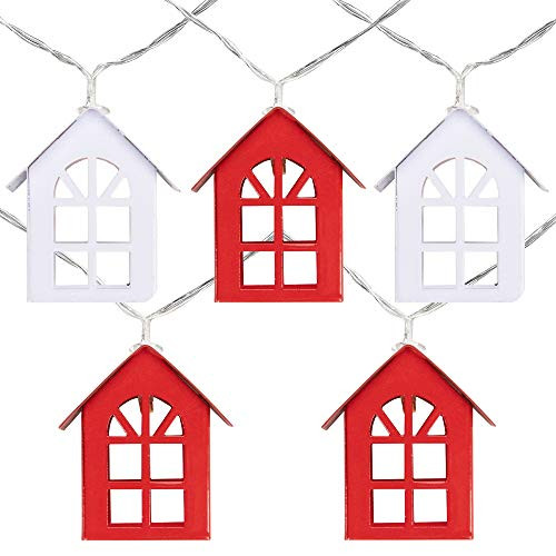 Northlight 10 B-O LED Warm White Metal House Christmas Lights - 6.5' Clear Wire