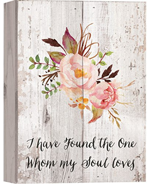 P. GRAHAM DUNN Found Whom My Soul Loves Floral Whitewash 10 x 7 Wood Boxed Pallet Wall Plaque Sign