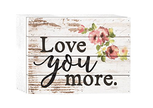 P. GRAHAM DUNN Love You More Watercolor Floral Whitewash 8 x 6 Solid Wood Boxed Pallet Plaque Sign