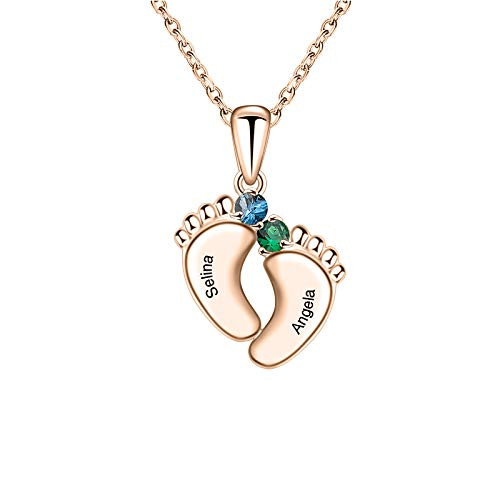 Personalized Mothers Baby Feet Name Necklace with 1-6 Simulated Birthstones Family Names Necklace for Women Custom Name Necklace for Mothers Day -2 feet- Personalized Mothers Baby Feet Name Necklace with 1-6 Simulated Birthstones Family Names Necklace for Women Custom Name Necklace for Mothers Day -2 feet-