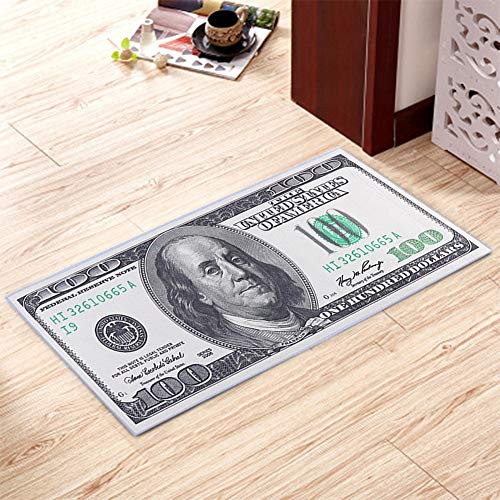 Adarl New Rugs One Hundred Dollar -100- Bill Print New Benjamin Non-Slip Area Rug Runner for Living Room Bedroom - 30x16inch