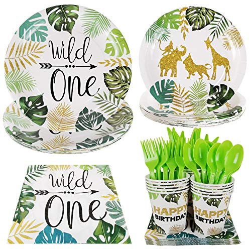 Cieovo Wild One Birthday Party Pack Serves 16 Guest -Includes Plates Spoons Forks Cups and Napkins Perfect for Safari Wild One Animal Theme Baby Shower 1st Birthday Decorations Cieovo Wild One Birthday Party Pack Serves 16 Guest -Includes Plates Spoons Forks Cups and Napkins Perfect for Safari Wild One Animal Theme Baby Shower 1st Birthday Decorations