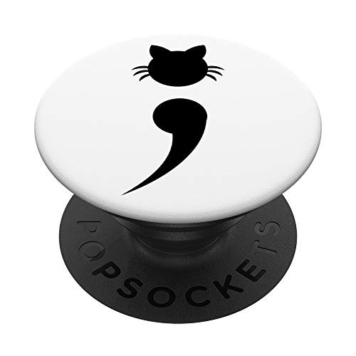 MENTAL HEALTH AWARENESS CAT SEMICOLON- CAT LOVER PopSockets PopGrip- Swappable Grip for Phones and Tablets MENTAL HEALTH AWARENESS CAT SEMICOLON- CAT LOVER PopSockets PopGrip- Swappable Grip for Phones and Tablets