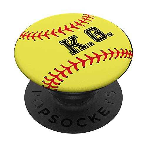 Softball Player Initial K G Letter Monogram Name K.G. Gift PopSockets Grip and Stand for Phones and Tablets