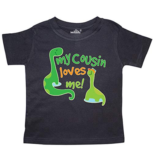 inktastic My Cousin Loves Me Dinosaur Toddler T-Shirt 5-6 Black 23a01