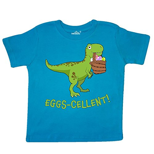 inktastic Eggs-cellent Cute Easter T-Rex Toddler T-Shirt 5-6 Turquoise 29089