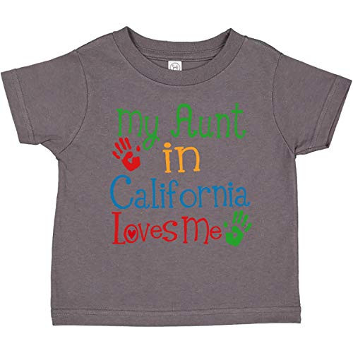 inktastic My Aunt in California Loves Me Toddler T-Shirt 5-6 Charcoal 3397c