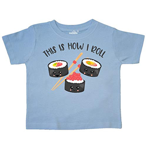 inktastic Kawaii How I Roll Sushi Toddler T-Shirt 2T Light Blue 38b8d