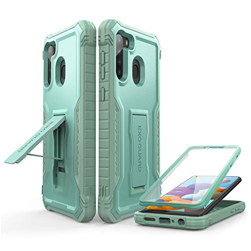 ExoGuard for Samsung Galaxy A21 Case Rubber Shockproof Full-Body Cover Case Built-in Screen Protector and Kickstand Compatible with Samsung A21 Phone -Green- ExoGuard for Samsung Galaxy A21 Case Rubber Shockproof Full-Body Cover Case Built-in Screen Protector and Kickstand Compatible with Samsung A21 Phone -Green-