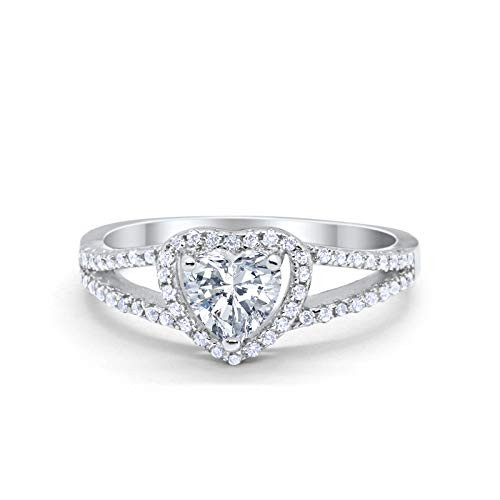 Blue Apple Co. 3-Stone Fashion Promise Ring Oval Heart Simulated Cubic Zirconia 925 Sterling Silver Size-7