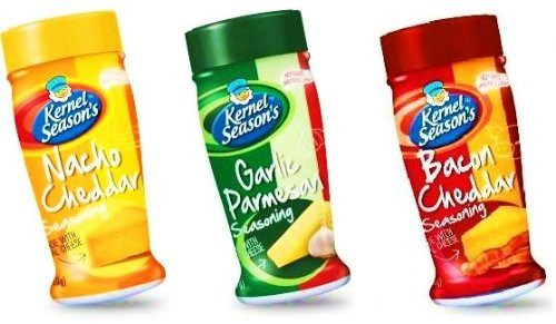 Kernel Season's Popcorn Seasoning Kit CHEESE LOVERS Sampler Set Nacho Cheddar Garlic Parmesan  and  Bacon Cheddar -Variety Pack of 3 Different Cheesy Flavors-