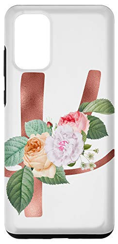 Galaxy S20 plus First Name Initial K Monogram Rose Pink Floral Case