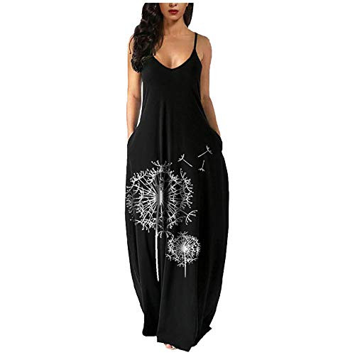 VIYW Women Sleeveless Casual Maxi Dress Boho Flowers Print O-Neck Plus Size Long Dress Black VIYW Women Sleeveless Casual Maxi Dress Boho Flowers Print O-Neck Plus Size Long Dress Black