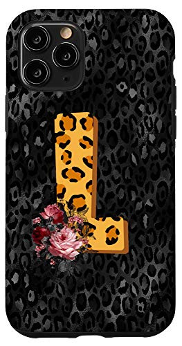 iPhone 11 Pro Leopard Print Cheetah Animal Rose Letter L Personalized Case