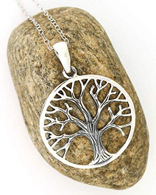 Tree of Life Pendant Necklace with 18" Chain Sterling Silver- Oxidized Tree of Life Pendant Necklace with 18" Chain Sterling Silver- Oxidized