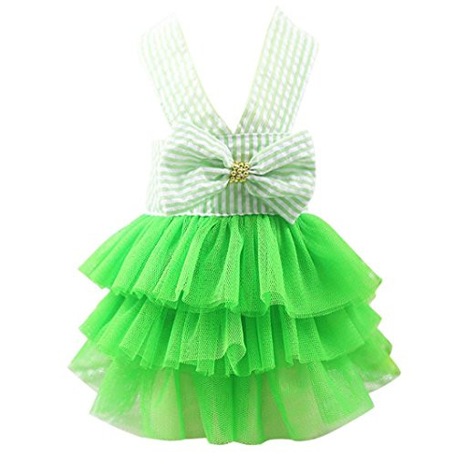 Howstar Pet Dress Cute Halter Bowknot Tutu Dresses for Dog Puppy Lace Skirt Princess Dress -L Green- Howstar Pet Dress Cute Halter Bowknot Tutu Dresses for Dog Puppy Lace Skirt Princess Dress -L Green-