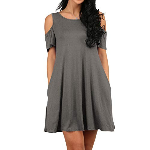 Women's Sleeveless Pocket Casual Loose T-Shirt Dress O-Neck Casual Solid Pockets Sleeveless Above Knee Dress Gray Women's Sleeveless Pocket Casual Loose T-Shirt Dress O-Neck Casual Solid Pockets Sleeveless Above Knee Dress Gray