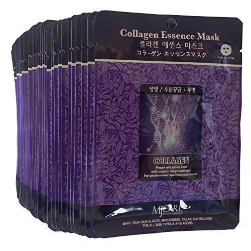 MJ Collagen Essence Face Skin Facial Sheets Pack ElasticMoisturizedCleanRelaxed 30Pcs -Collagen-