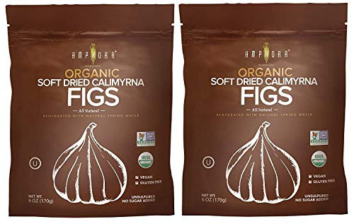 Dried Figs - All Natural Organic Soft Dried Smyrna Figs - Vegan Kosher and Gluten-Free Healthy Snack - 6oz Each -Pack of 2-