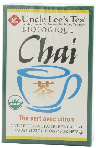 Uncle Lee's Tea Chai Green Tea with Lemon Tea Bags 18-Count Boxes -Pack of 4-