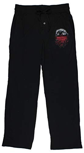 Seven Times Six Stranger Things Men's Mind Flayer Upside Down Monster Adult Pajama Pants -Large- Black