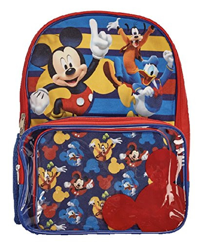 Mickey Mouse Disney Backpack with Clear Pocket Lunchbox Bag