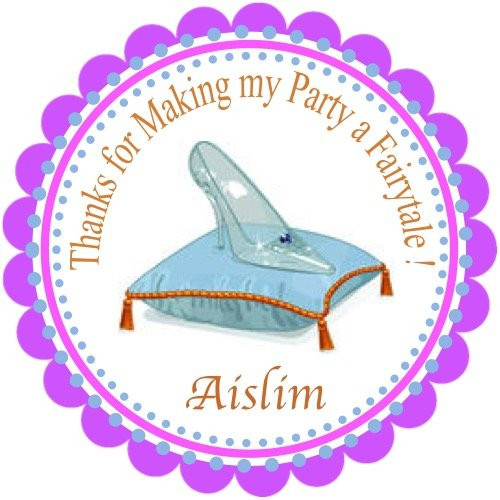 40 Round Labels 2" Personalized Cinderella Slippers Stickers Princess Custom Hangtags Princess Party Favors Labels Cupcake Toppers Choice Of Size