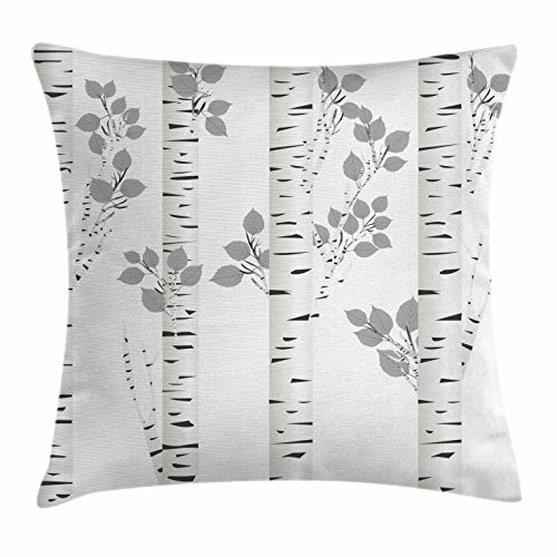 Ambesonne Birch Tree Throw Pillow Cushion Cover, Artistic White Branches with Leaves Autumn Nature Forest Inspired Image Print, Decorative Square Accent Pillow Case, 16 X 16 Inches, Grey White Ambesonne Birch Tree Throw Pillow Cushion Cover, Artistic White Branches with Leaves Autumn Nature Forest Inspired Image Print, Decorative Square Accent Pillow Case, 16 X 16 Inches, Grey White