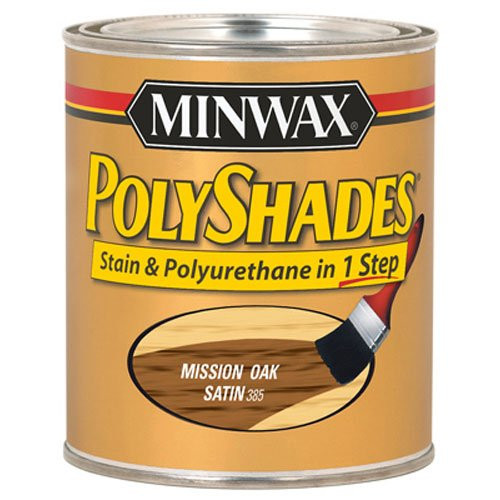 Minwax 613850444 PolyShades - Stain & Polyurethane in 1 Step, quart, Mission Oak, Satin