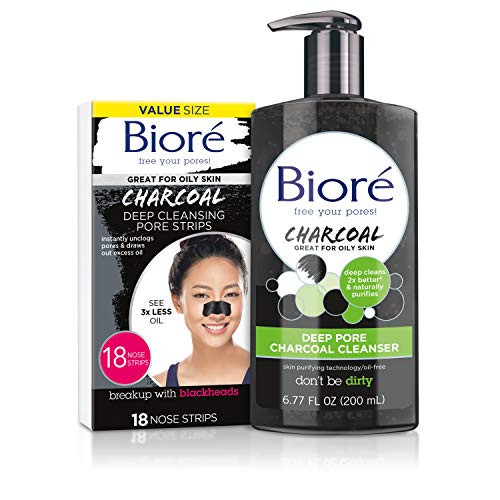 Bioré Deep Pore Charcoal Cleanser 6.77oz with Bioré Charcoal 18ct Nose Strips