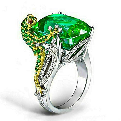 Silamanee Jewelry Size Emerald Silver Ring Jewelry Wedding 925 Frog Engagement Women 6.8CT 6-10 -9-