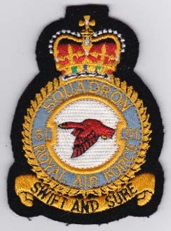 RAF Patch b 51 Squadron Royal Air Force Crest Nimrod R1 Elint EW 109mm 78mm THERMOADHESIVE Embroidered Patches Patch