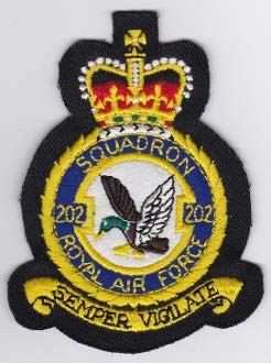 RAF Patch c 202 Squadron Royal Air Force Crest SAR b Whirlwind 115mm 87mm THERMOADHESIVE Embroidered Patches Patch