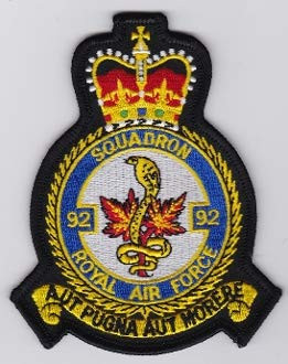 RAF Patch b 92 Squadron Royal Air Force Crest TTW AWC 109mm 86mm THERMOADHESIVE Embroidered Patches Patch
