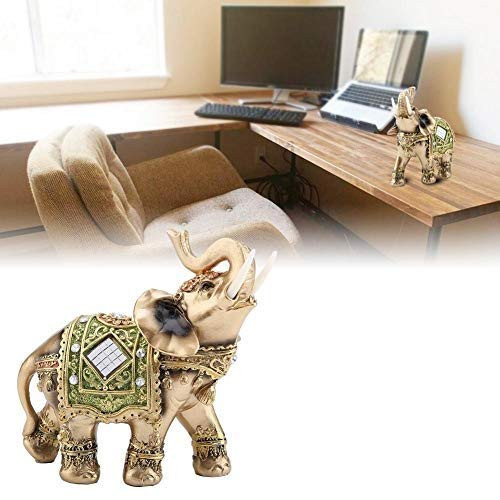 Cuque Feng Shui Green Elephant Statue Elephant Figurines Lucky Sculpture Wealth Figurine for Gift Home Decoration -L-