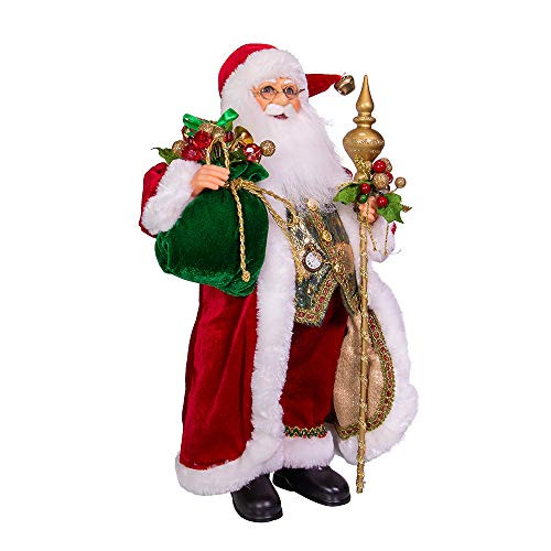 Kurt S. Adler Kurt Adler 17-Inch Kringle Klaus Elegant Staff and Bag of Gifts Santa Multi