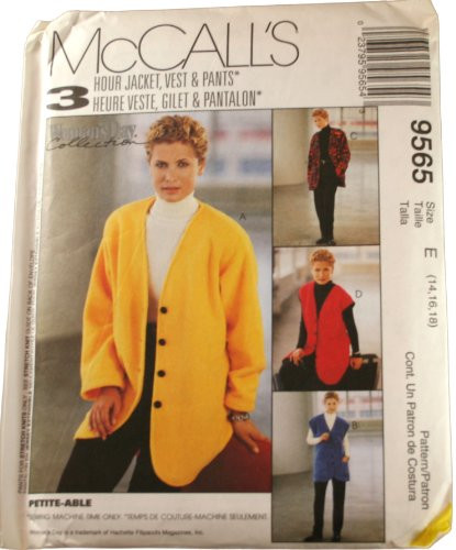 McCall's 9565 Sewing Pattern Misses Jacket or Vest and Pull On Pants Size E 141618